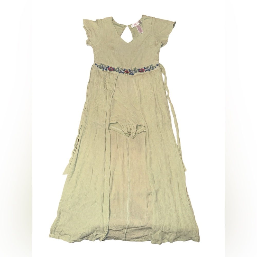 Charming Green Kids Dress with Shorts Size 10